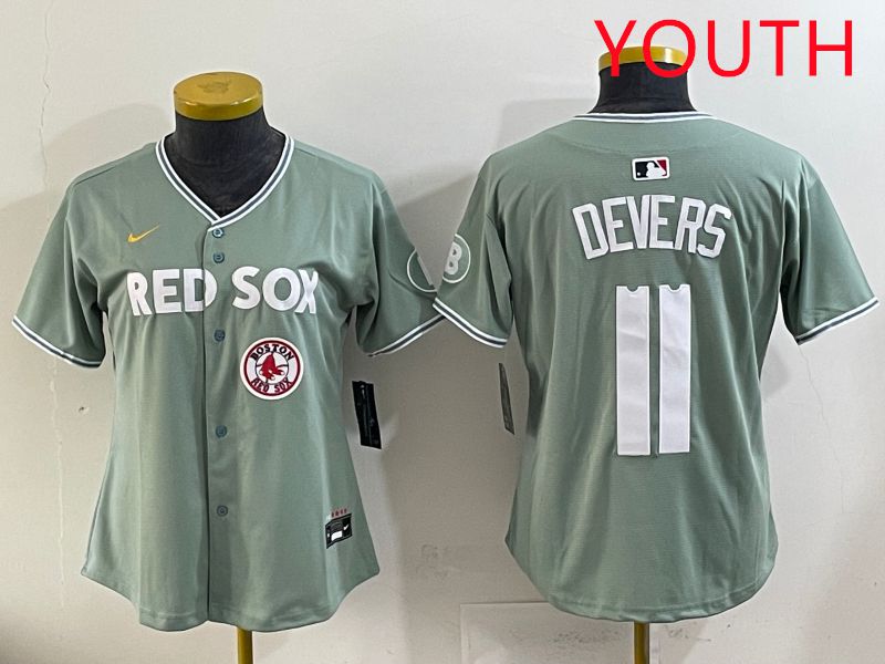 Youth 2025 Boston Red Sox 11 Devers Light Green Joint Name Nike MLB Jersey style 11